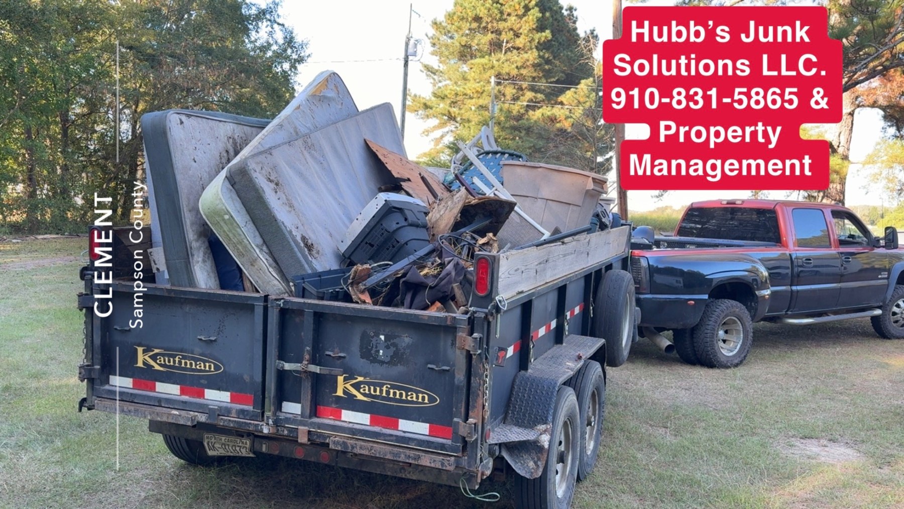 Loaded junk removal trailer